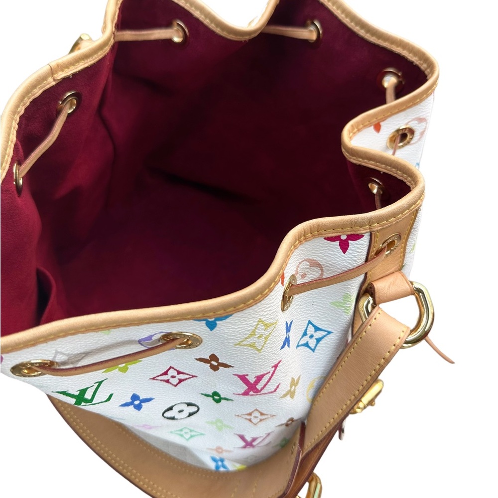 Louis Vuitton Petit Noe Bucket Bag Shoulder Hobo Monogram Multicolor Blanc White - Picture 9 of 12